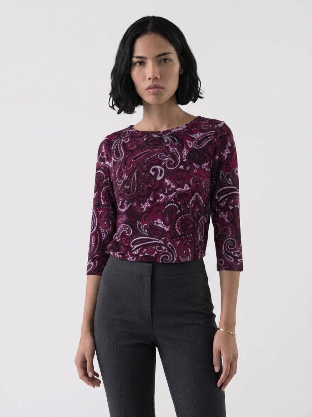 Jaclyn Smith womens small paisley print with 3/4 sleeves